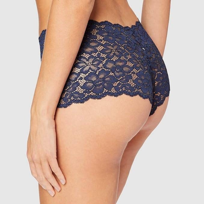 Maidenform Women's L Navy Underwear Boy Shorts With Cheeky Fit Lace Boyshor