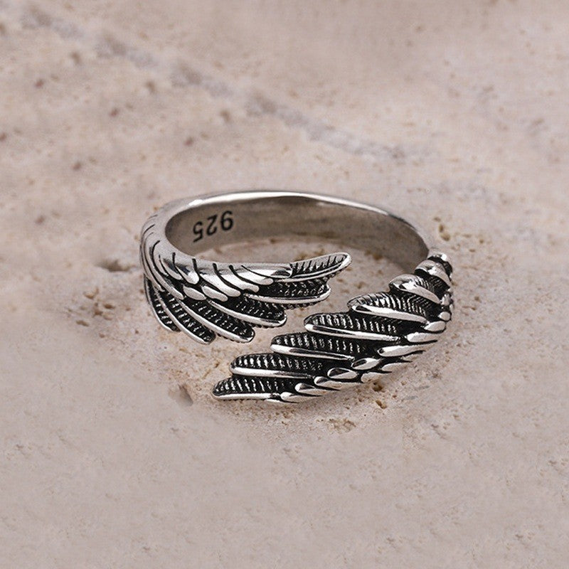 Feather Ring, 925 Sterling Silver Rings, Vintage Rings, Boho Rings, Retro Ring