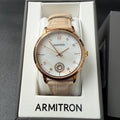 Armitron 75/5834RG Women's Rose Gold Tone Crystal Leather Strap Watch New Batte