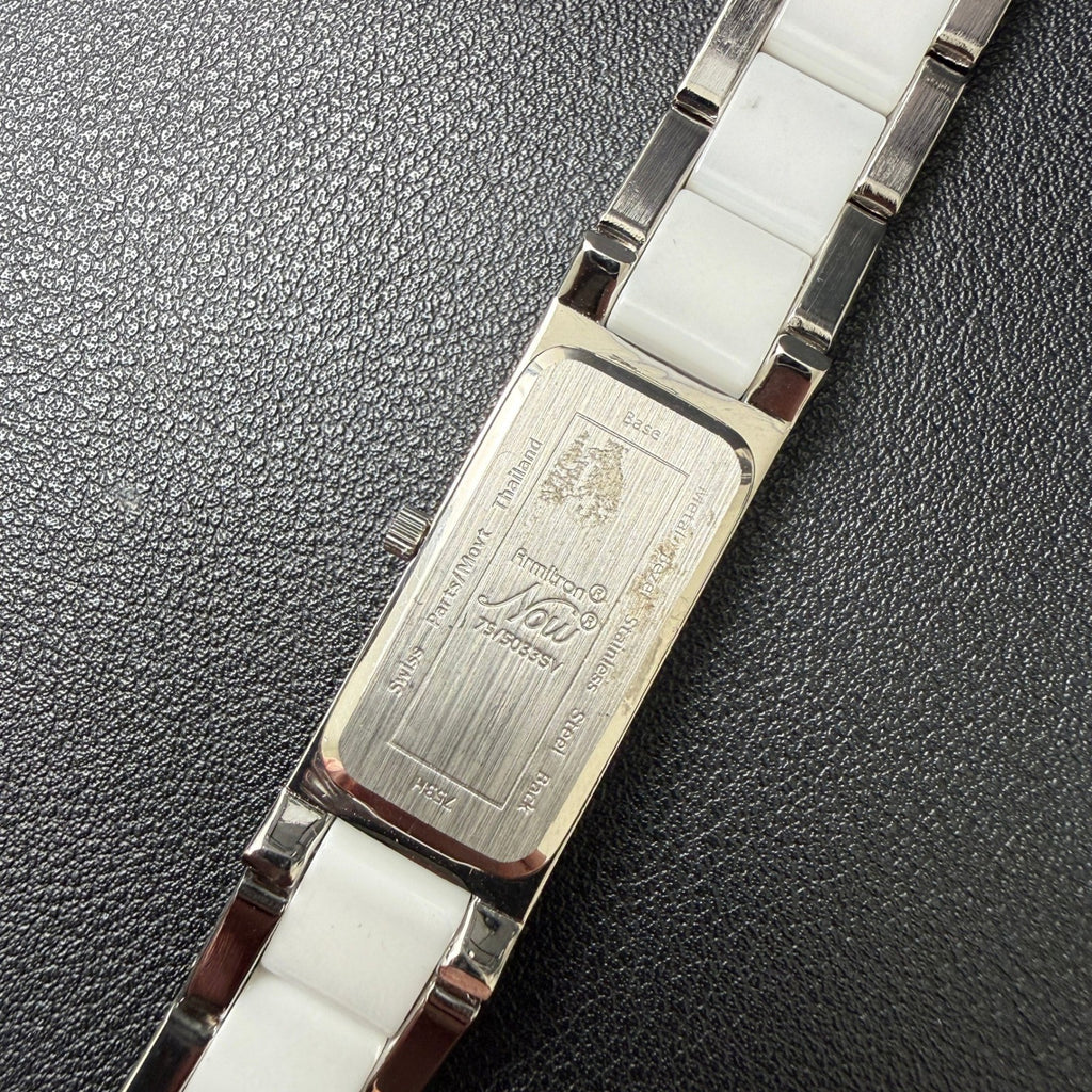 Armitron 75/5033SV Womens Silver/White Tone Crystal Fashion Watch NEEDS BATTERY