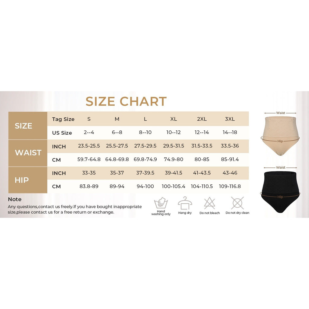 Dulchany Women's Beige S Thong Shapewear Tummy Control Underwear Seamless B