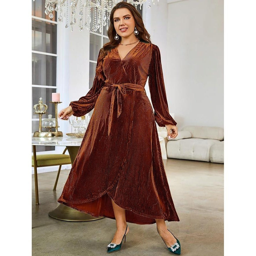MSRP $69 BerryGo Women's L Velvet V Neck Wrap Semi Formal Dress Cocktail Party