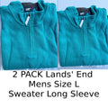 2 Pack Lands' End Mens L Spade Blue Bedford Rib 1/4 Zip Sweater Long Sleeve