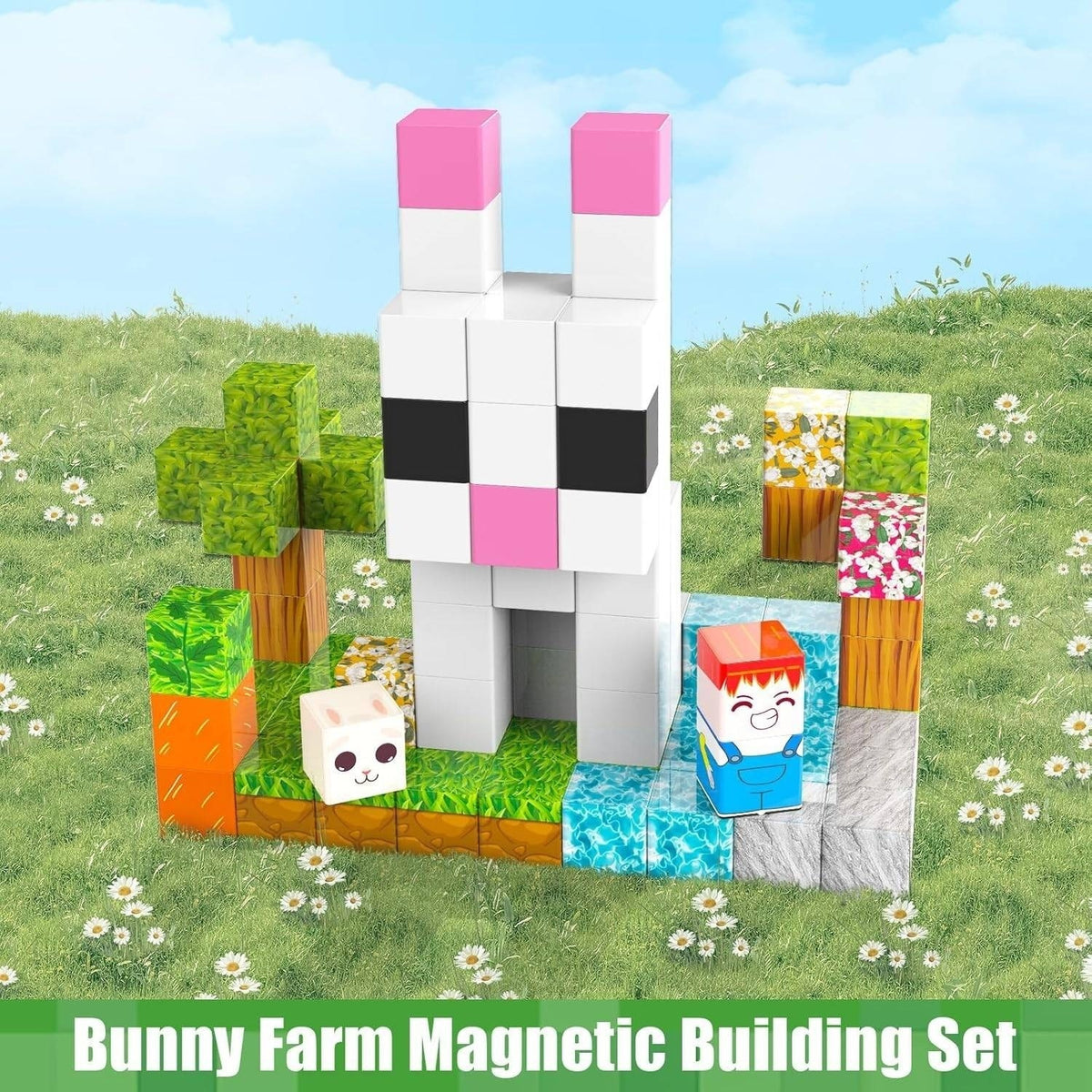 PBKCQ Animal Forest 132PCS Magnetic Building Blocks Toddler Toys,Build Forest W