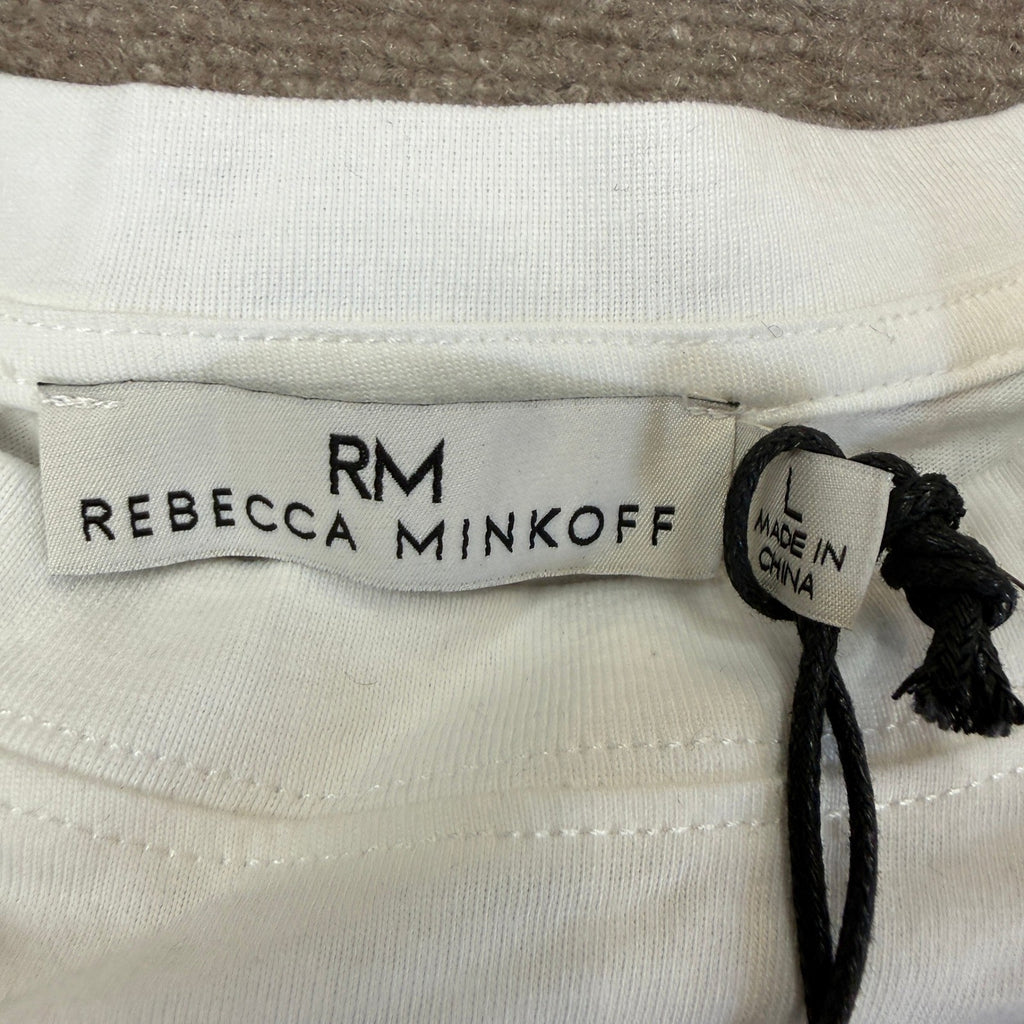 MSRP $44 RM Rebecca Minkoff Women's L White Embellished Short Sleeve Tee