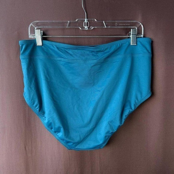 Lands' End Women's 16 LONG Baltic Teal High Waisted Bikini Bottoms
