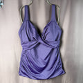 Lands' End Women's 4, 2-10 LONG Blackberry V-Neck Tankini Swimsuit Top Wrap