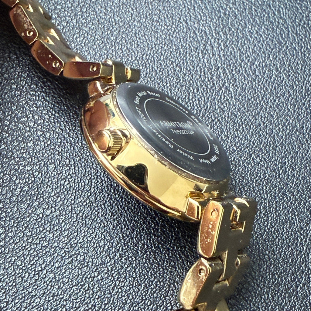 MSRP $70 Armitron 75/5927GP Women's Gold Tone Crystal Accented Bracelet Watch