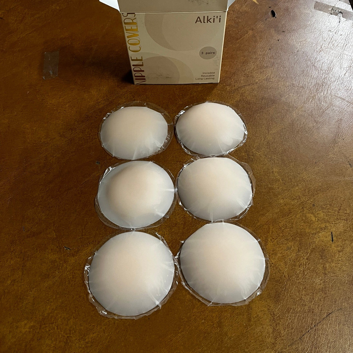 Alki'i Nipple Covers Pasties 3 Pairs for Women, Sticky Bra No Show,Silicone Adh