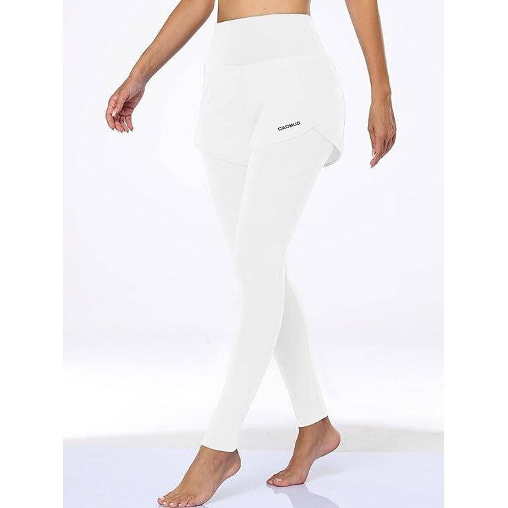 Pack of 2 CADMUS Black & White XL 2 in 1 Women's Yoga Pants High Waisted Running
