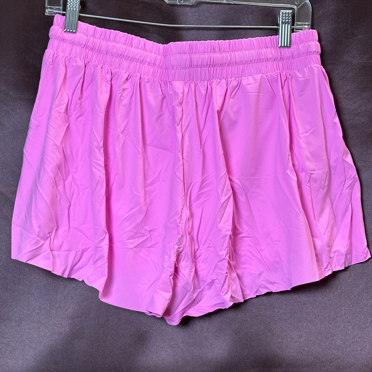 Women's L Hot Pink Flowy Athletic Butterfly Shorts 2-in-1 Double Layer for Runn