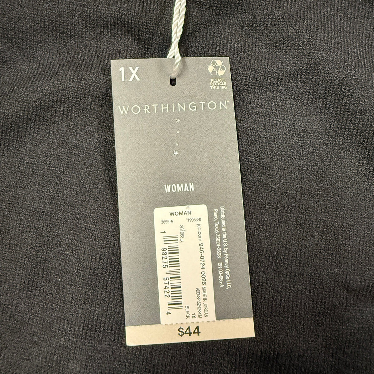 MSRP $44 Worthington Womens 1X Black Sweater Crew Neck Knit Pullover Top