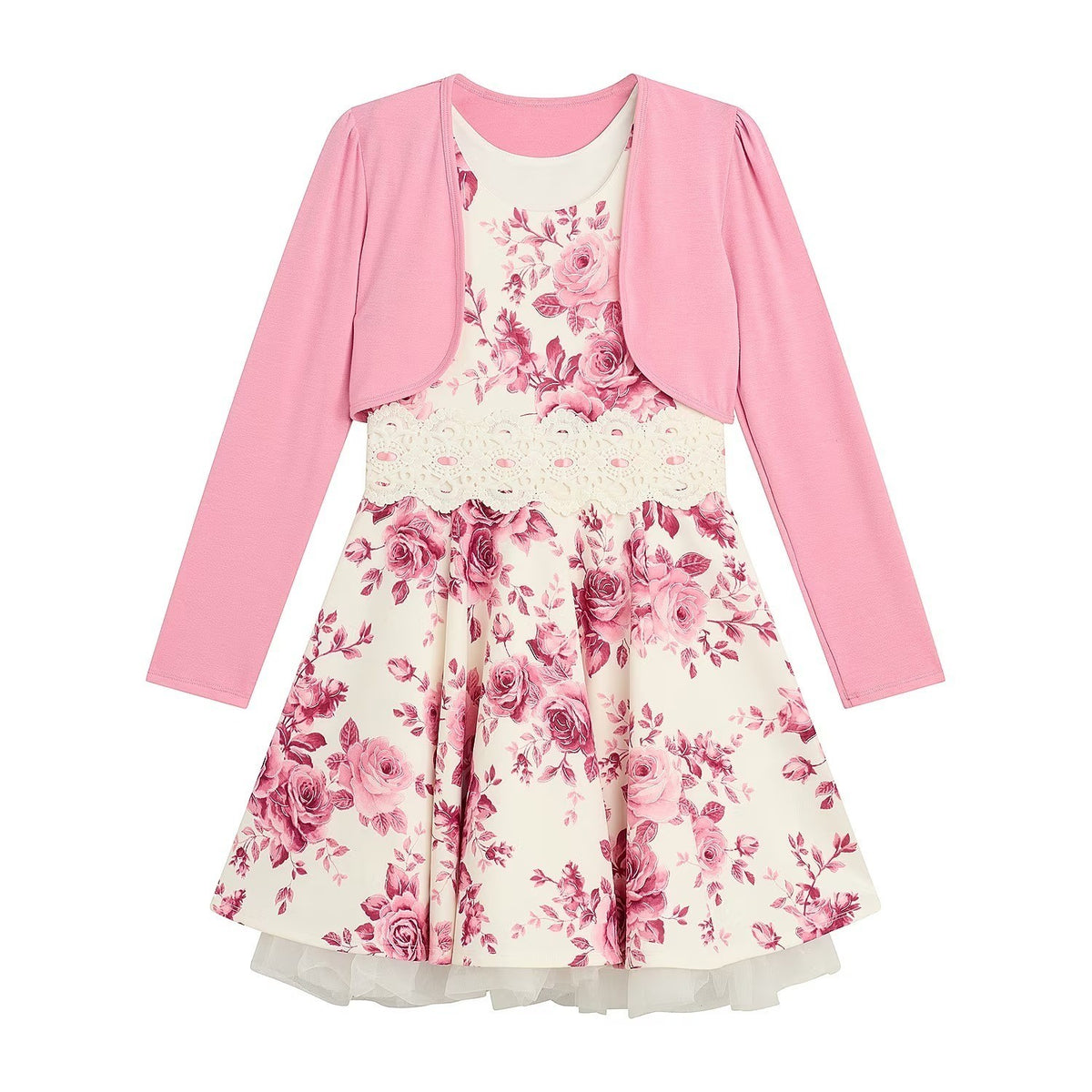 MSRP $74 Byer California Big Kid Girls 16 Pink Floral 2 Piece Dress Set