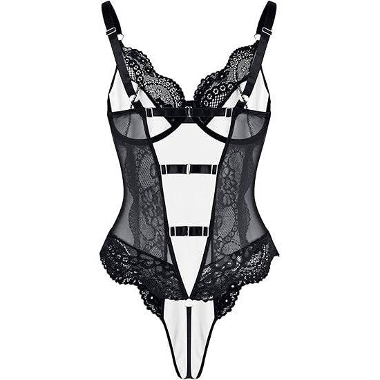 MSRP $34 Lilosy Women's 3XL Black One Piece Sexy Leather Underwire Push Up