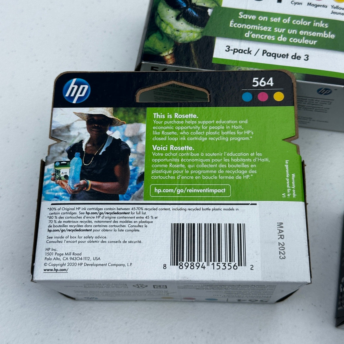 Set of 4 HP 564 N9H57FN 3-Pack Cyan Magenta Yellow Ink Cartridges EXP 03/2023