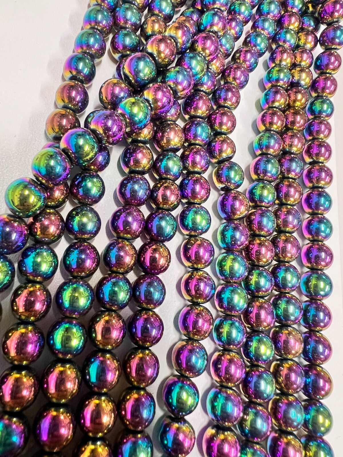 500 Pcs 8mm Round Multicolored Hematite Gemstone Beads DIY Jewelry Making 16"