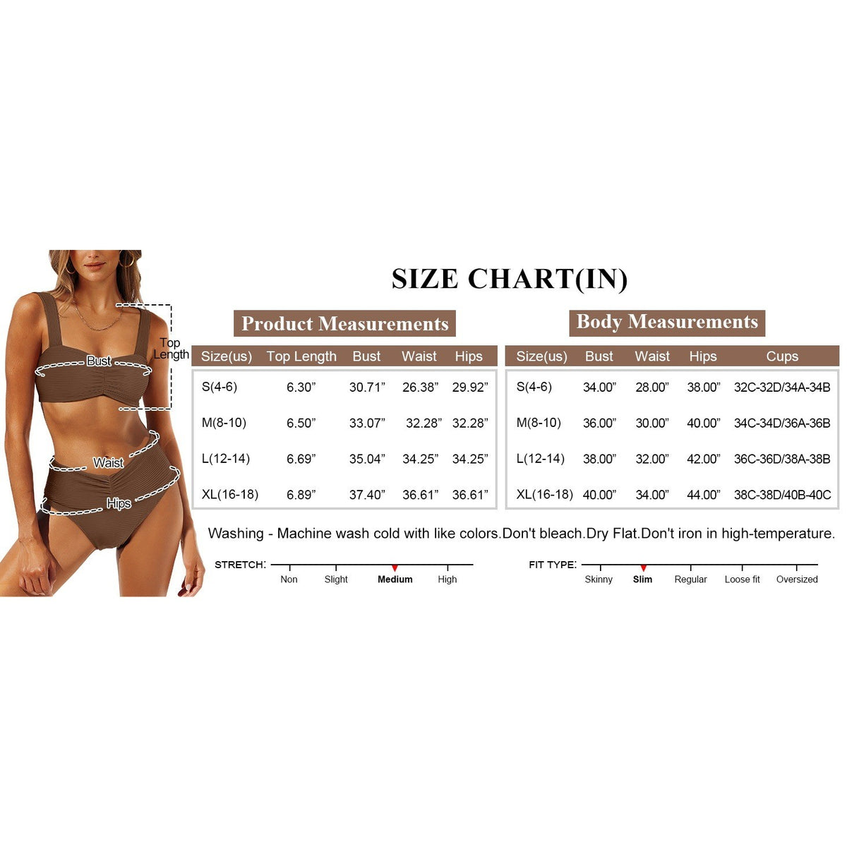 MSRP $39 ANRABESS Women's L Bathing Suit Tummy Control Bikini Set Beach Fro