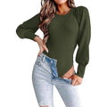 MSRP $43 MASCOMODA Women's S Army Green Long Puff Sleeve Bodysuit Crewneck