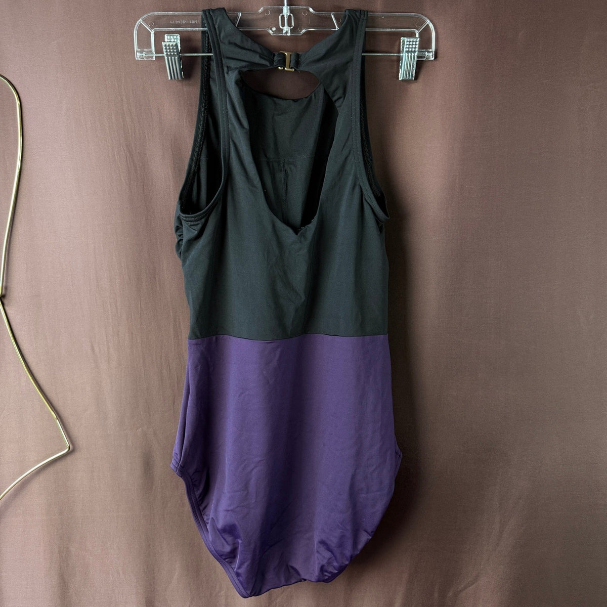 Lands' End Women's S Black & Purple One Piece Swimsuit Racerback