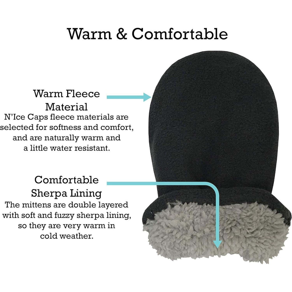 MSRP $18 N'Ice Caps 2 Pairs Black/Charcoal 6-18 Months Baby Mittens Fleece Glove