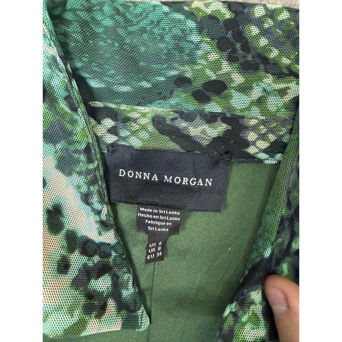 MSRP $89 Donna Morgan Womens 4 Eden Green Snake Print Button Down Shirt Dress