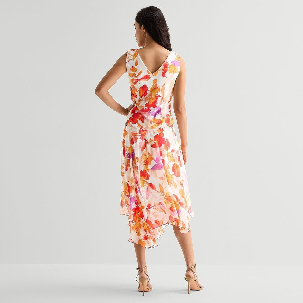 MSRP $79 Rabbit Rabbit Rabbit Womens 14 Coral Floral Midi Sleeveless Dress