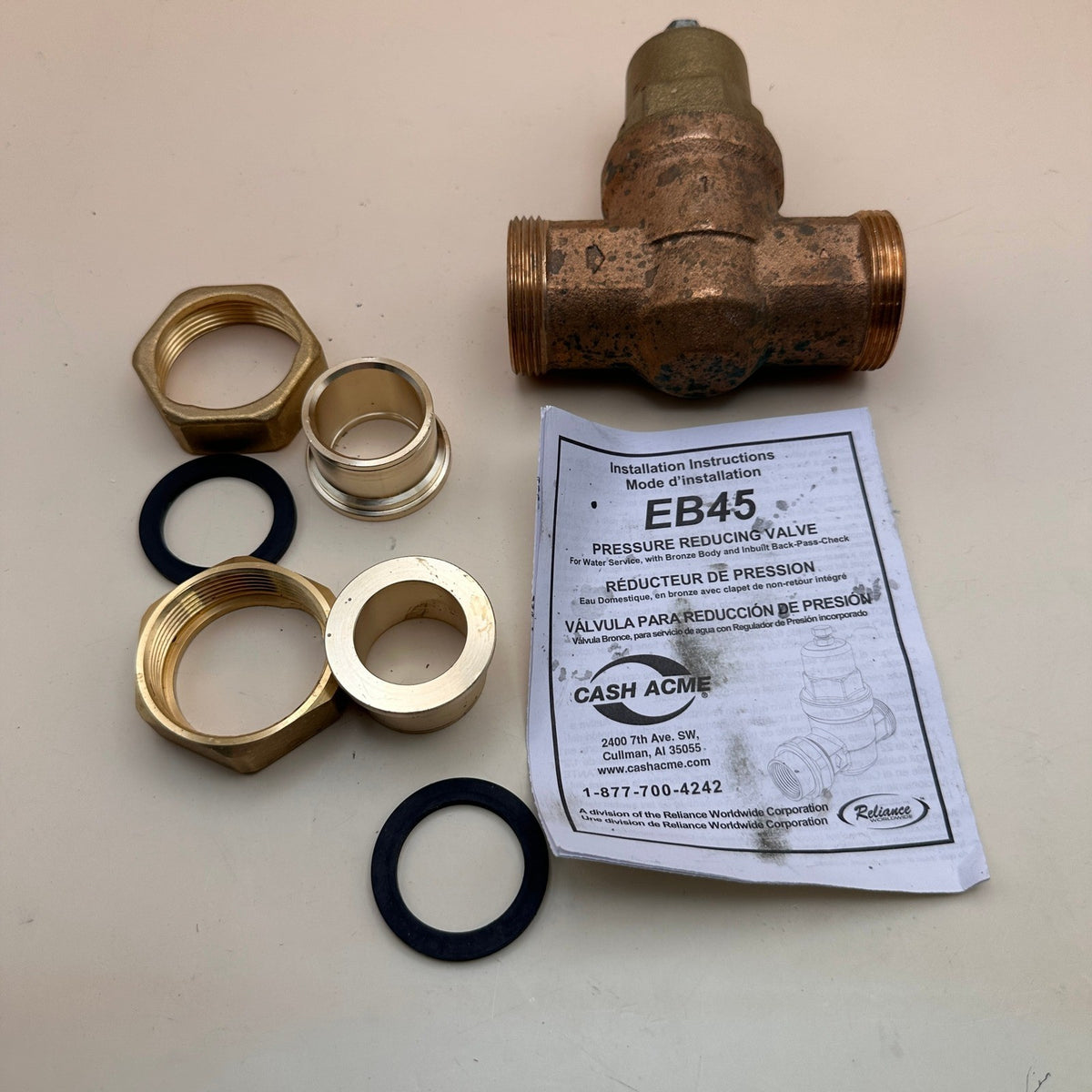Cash Acme PVA20M-DUSW-60 EB45 Pressure Regulating Valve, Double Union, 1" Swe