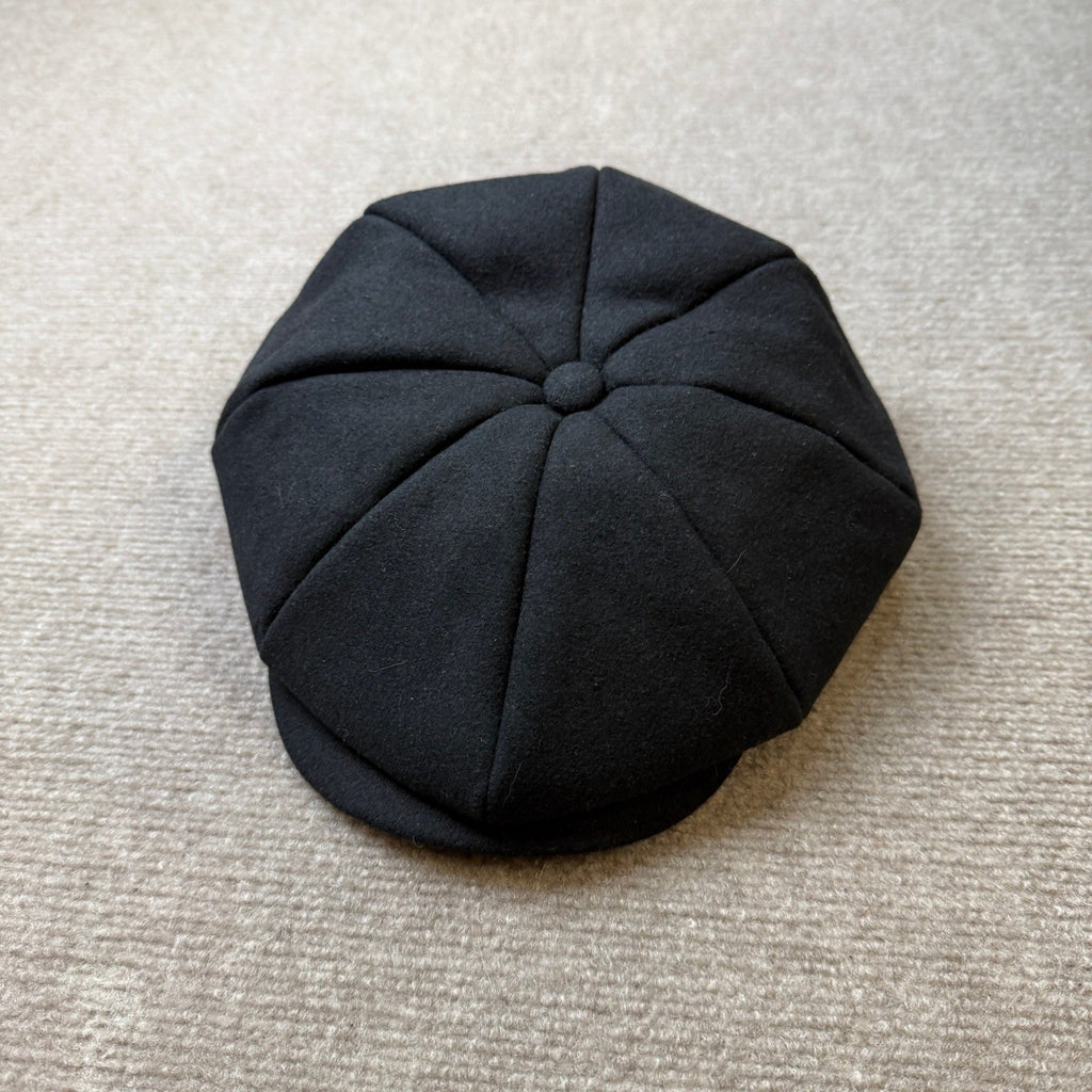 MSRP $32 POUDAY Men's XL Black Wool Blend Newsboy Cap Irish Cap Newsies Cabbie