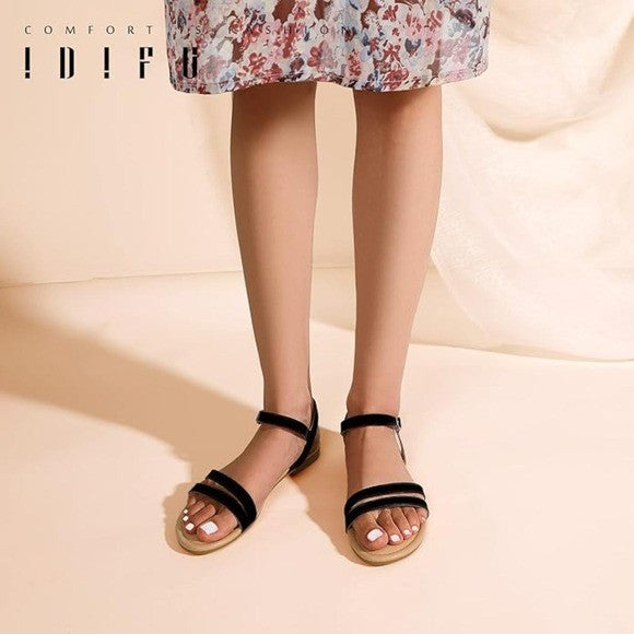 IDIFU Women's US 7 Flat Sandals Dressy Summer Ankle Strap Dress Sandals Ope