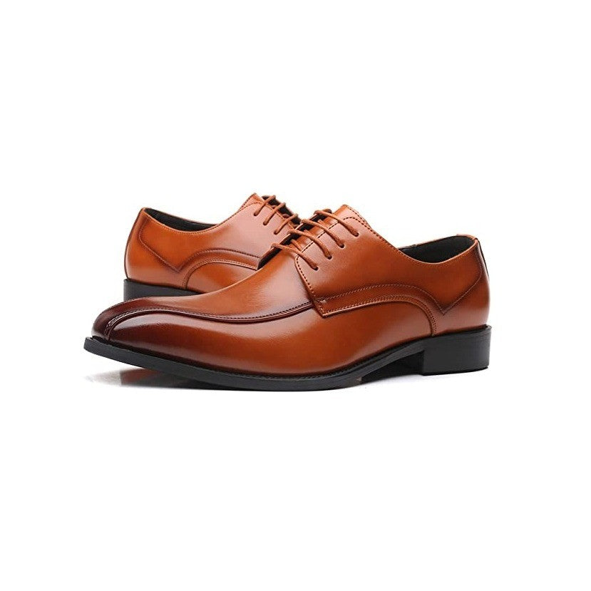 Santimon Men's US 6.5 Tan Leather Derby Shoes Lace Up Formal Business Shoes