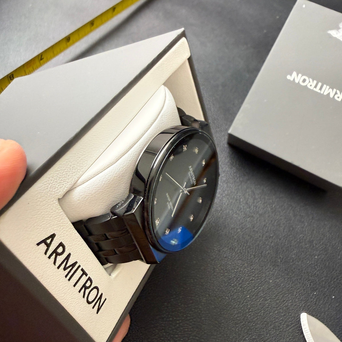 Armitron 20/5570TI Men's Diamond Accent Black Bracelet Watch New Battery