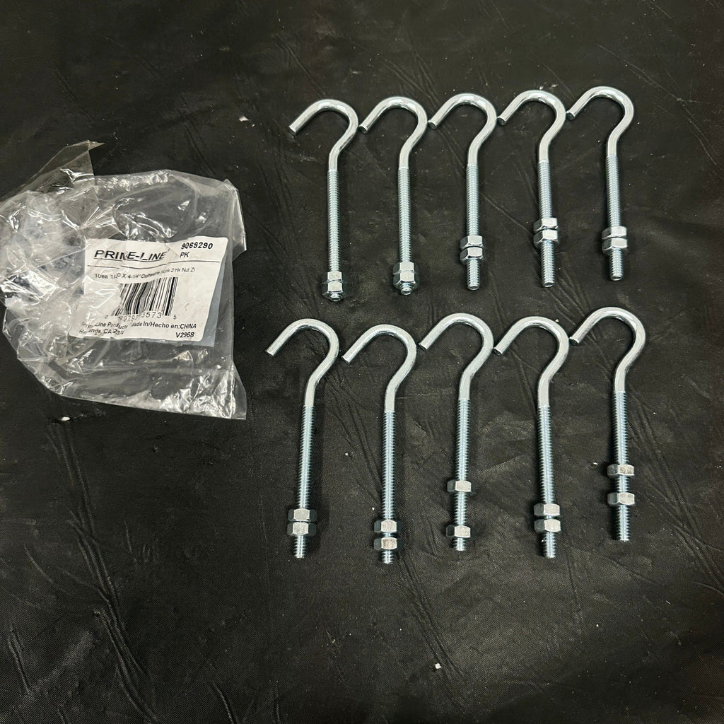 Set of 10 Prime-Line 9069290 Clothesline Hooks With Nuts, 1/4 in.-20 X 4-1/4