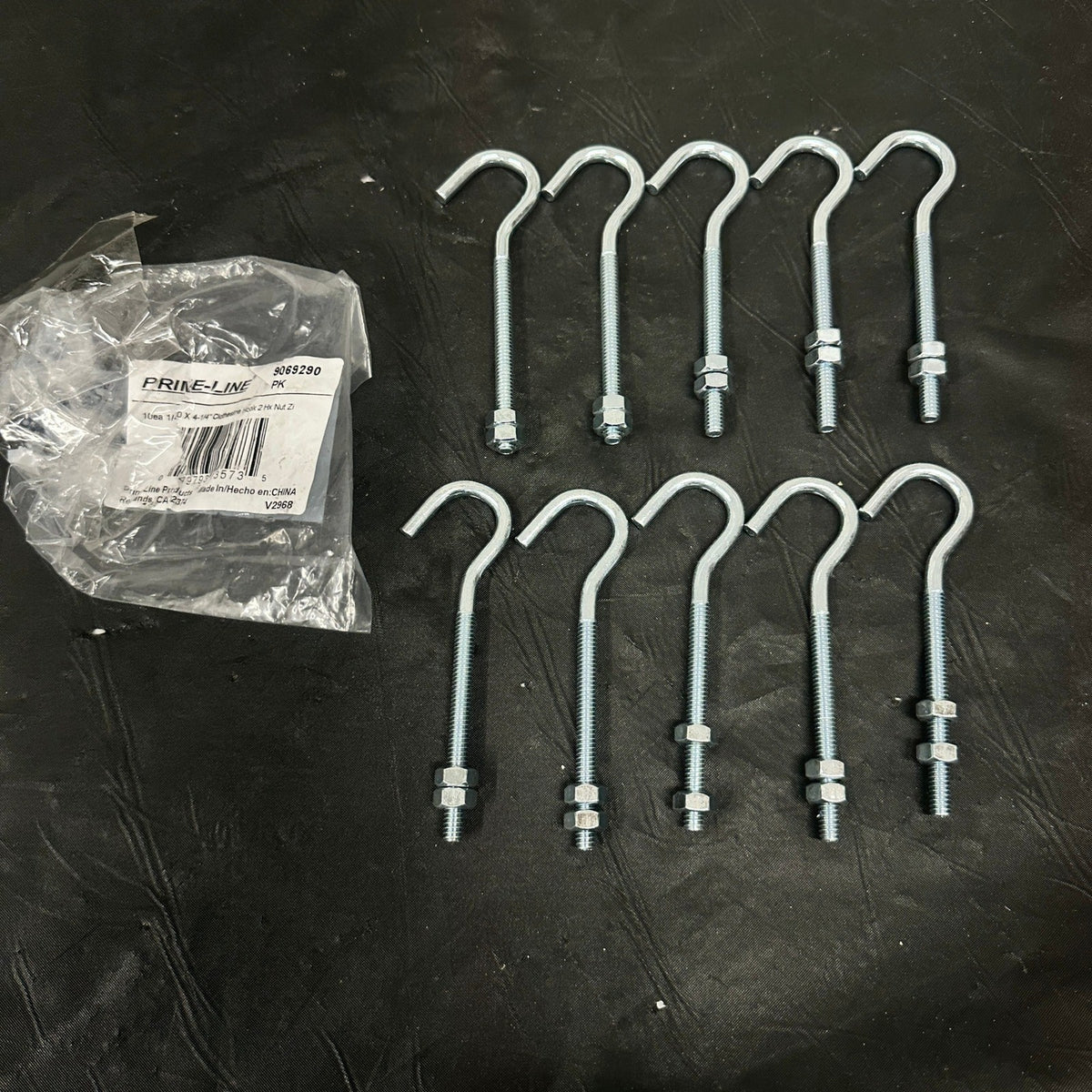 Set of 10 Prime-Line 9069290 Clothesline Hooks With Nuts, 1/4 in.-20 X 4-1/4