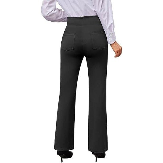 Keriffe Women's M Black Bootcut Dress Pants High Waist Stretchy Business Work C