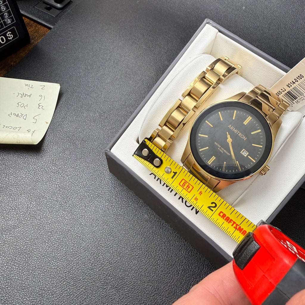 MSRP $105 Armitron 20/5374GP Men's Gold Tone Watch and Bracelet Set New Battery