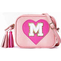 ONECOCOA Girls Crossbody Purse Pink Initial M Toddler & Kids Bag w/ Tassel