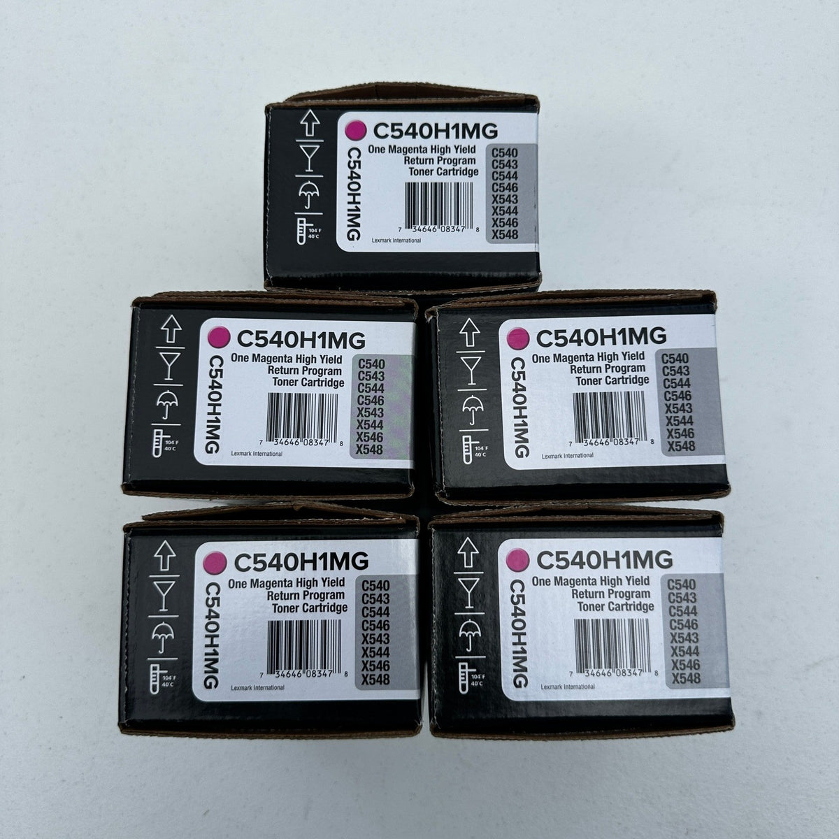 Set of 5 Lexmark C540H1MG Magenta High Yield Toner Cartridge C540 C543 C544 C546