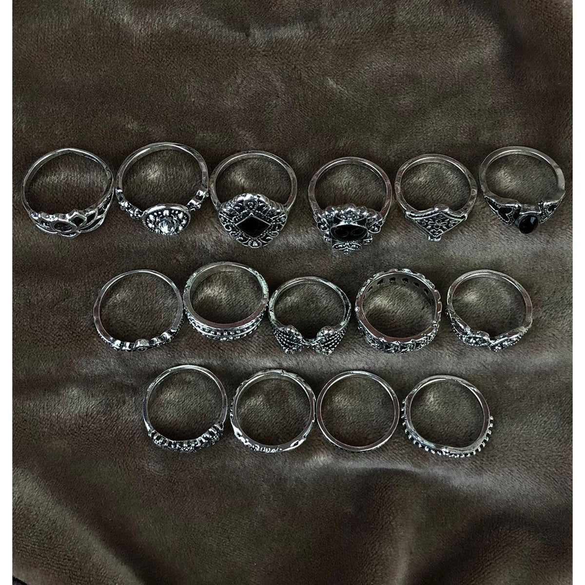 15 pcs Silver Ring Set, Ring Sets, Gothic Ring Set, Boho Ring Set, Vintage Ring