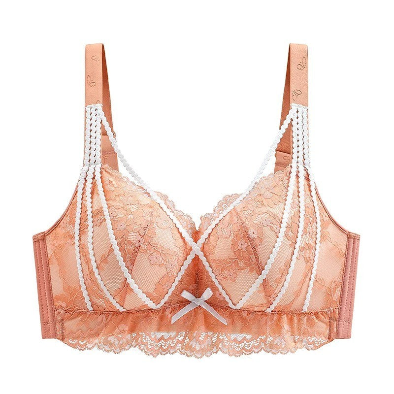 Women’s Plus Size 38-40/85-90E Coraline Floral Lace Wireless Bra, Full Coverage,
