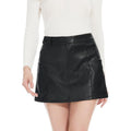 MSRP $29 Fahsyee Women's M Faux Leather Mini Skirt Black High Waisted Stretchy