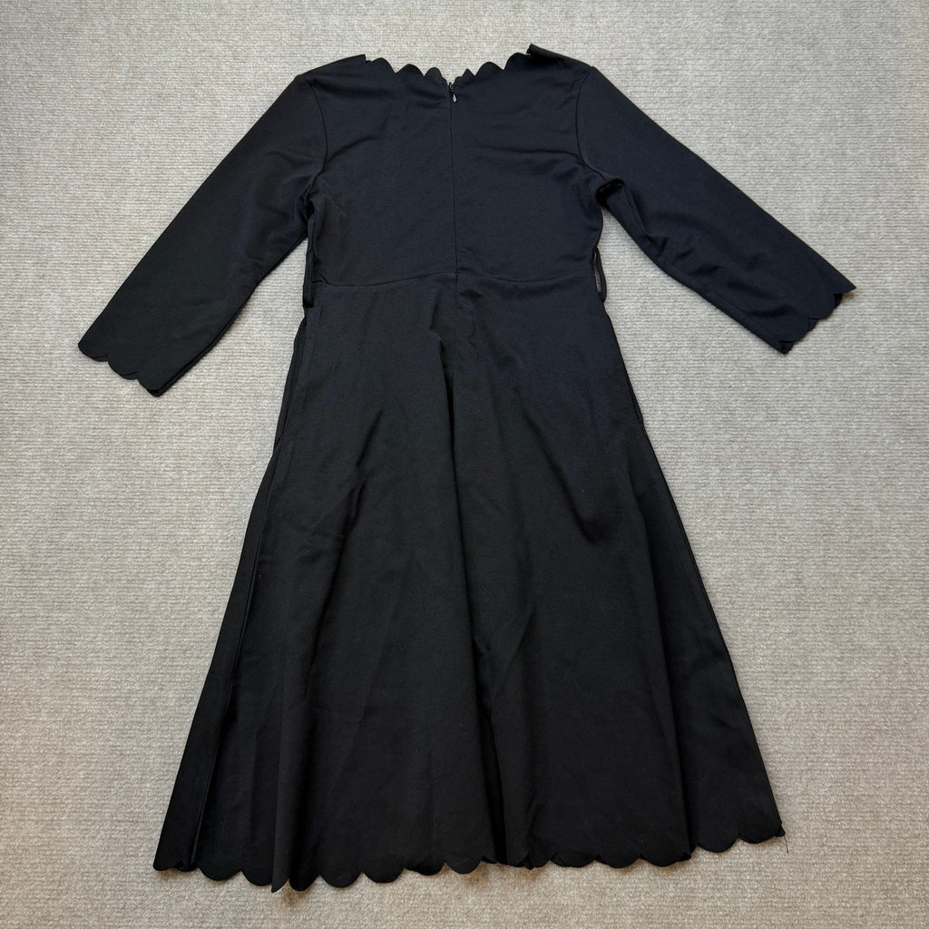 Arshiner Girls 8-9Y Black Scallop Trim A-Line Midi Dresses MISSING BELT