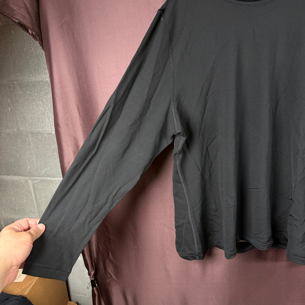 Lands' End Women's Plus 1X LONG Black Long Sleeve Rash Guard Swim Tee Shirt Top
