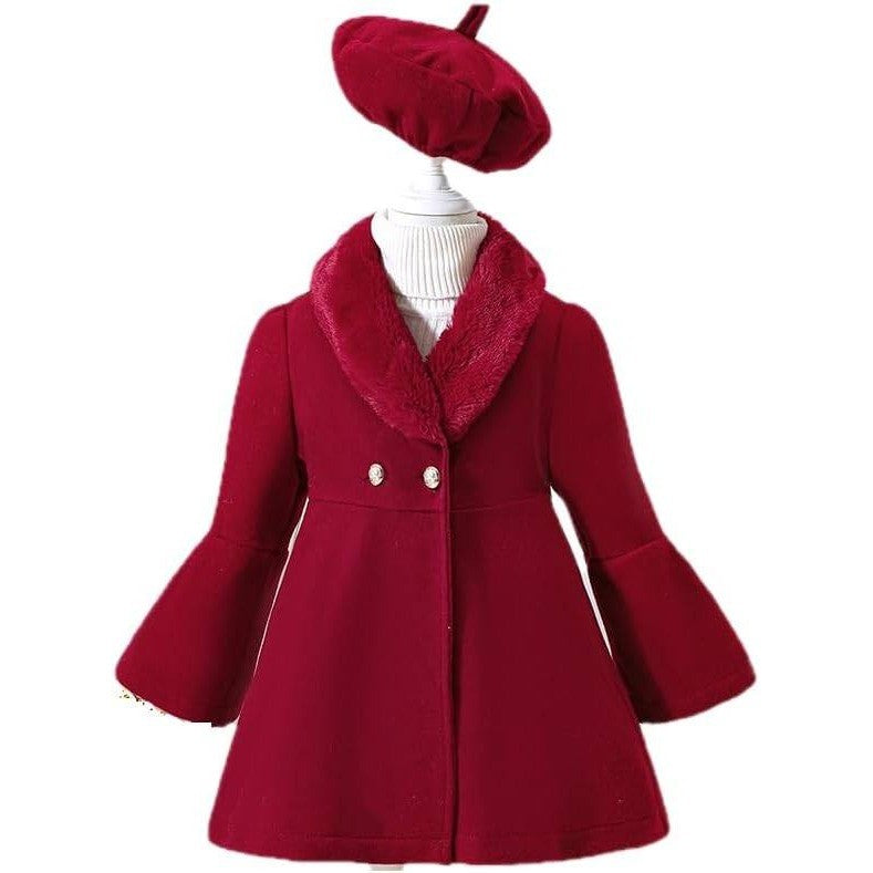 MSRP $47 Deerhobbes Girls 7Y Toddler Dress Coat Winter Coat Peacoat Fur Collar