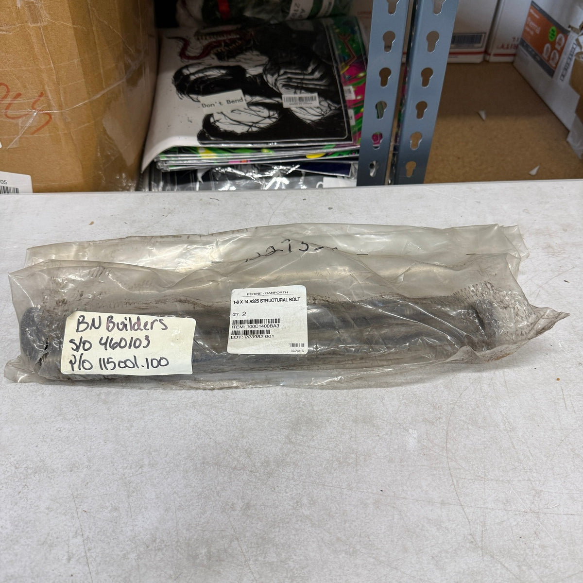 Pack of 2 Perine-Danforth 1-8 x 14" A325 Structural Bolt