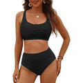 MSRP $38 VIMPUNEC Women's Black M High Waisted Bikini Sets Two Piece Tummy C