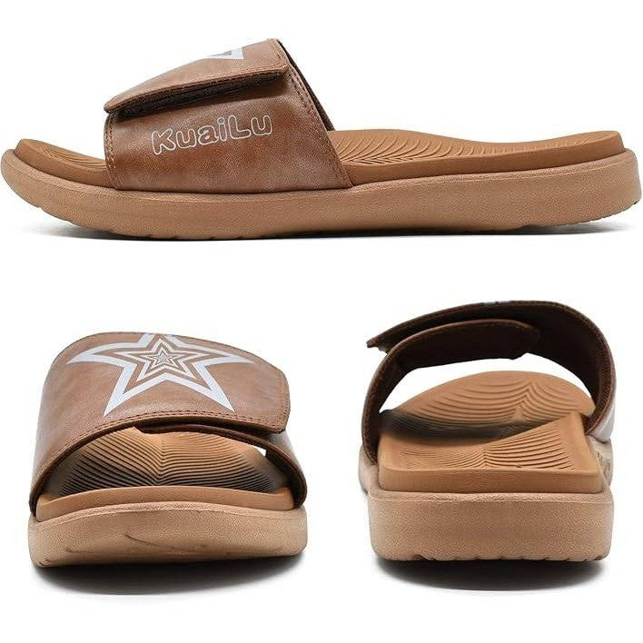 New KuaiLu Mens Slide Sandals Khaki US 10 Orthotic Arch Support Athletic Sport
