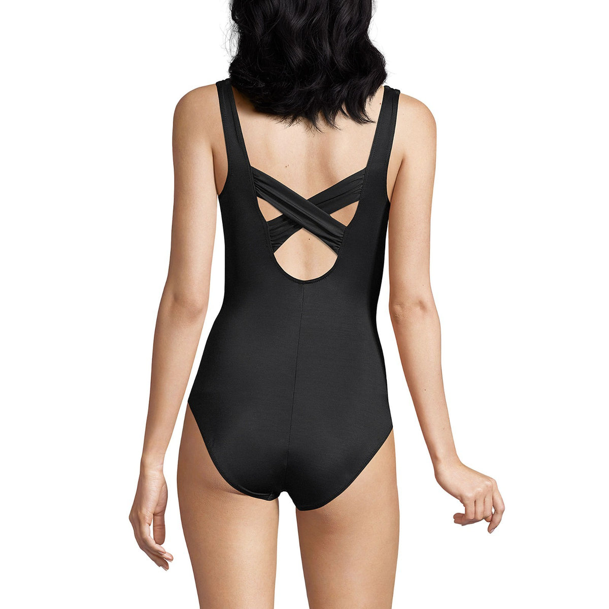 Lands' End Women's 8-18W SlenderSuit Carmela One Piece Swimsuit Black