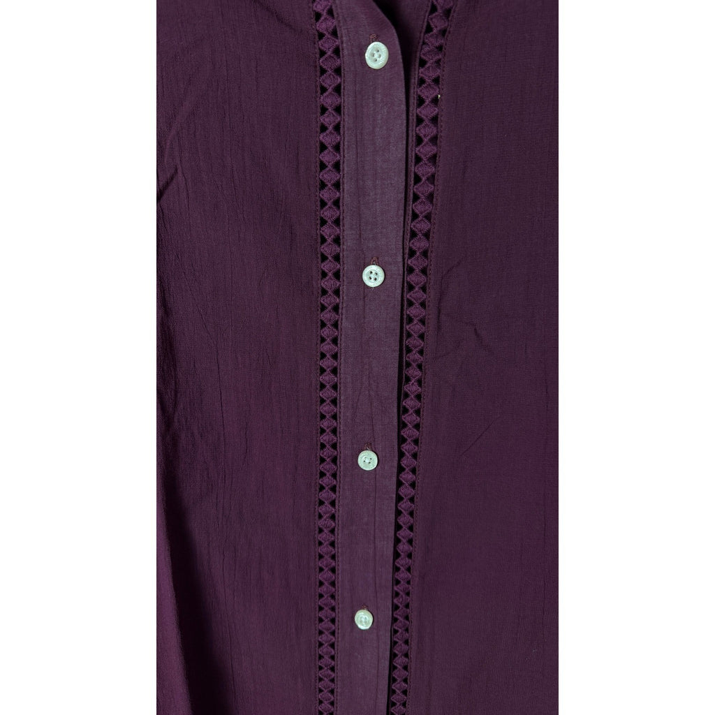 Lands' End Women's 1X (16W-18W) Swim Cover-Up Button Down Shirt Tunic Purple