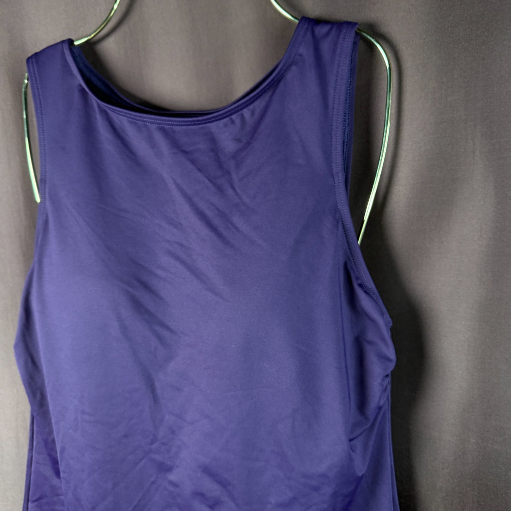 Lands' End Women's 4, 4-8 LONG Blackberry High Neck Modest Tankini Swimsuit Top