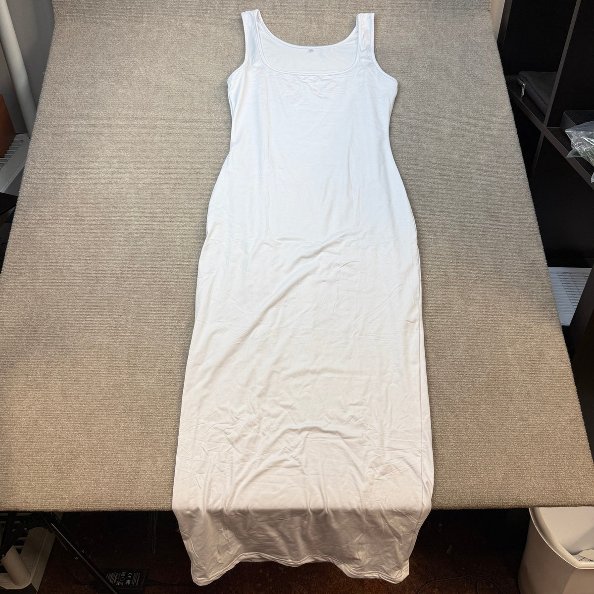 MSRP $19 PINSV Women's XL White Sexy Bodycon Tank Dress Basic Sleeveless Long